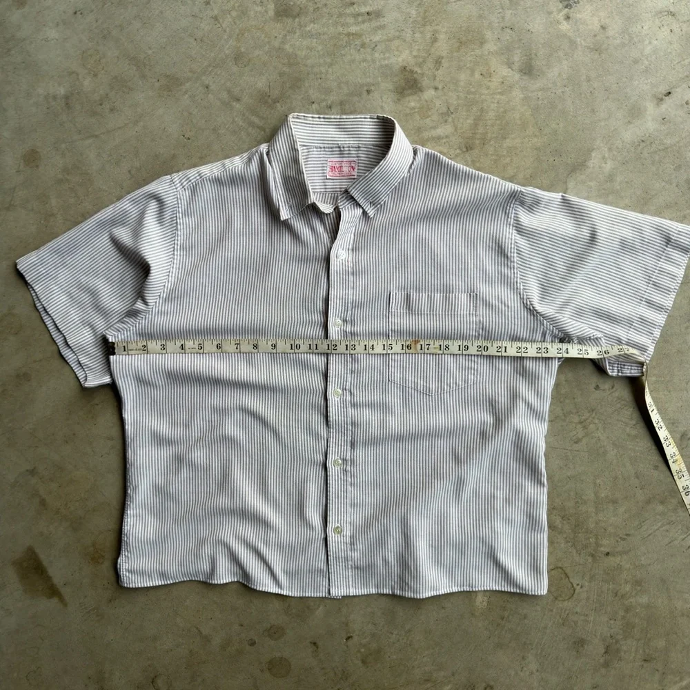 Vintage Cropped Striped Button Down Shirt - M - Picture 4 of 4